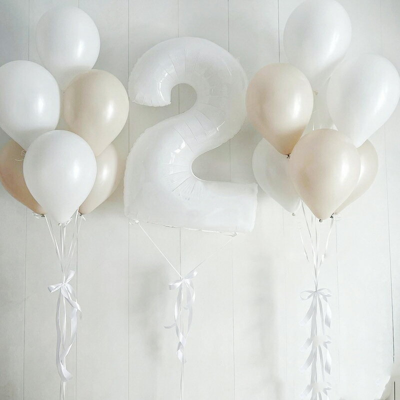 32吋 純白瘦體 數字氣球 鋁膜氣球 週歲 生日 派對 裝飾 佈置【BlueCat】【RI2960】