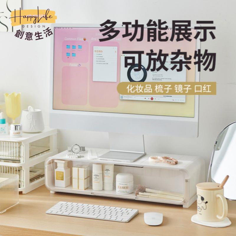 簡約家用手辦桌面盲盒收納盒多功能辦公電腦顯示器增高擺櫃展示架[PP0604011]