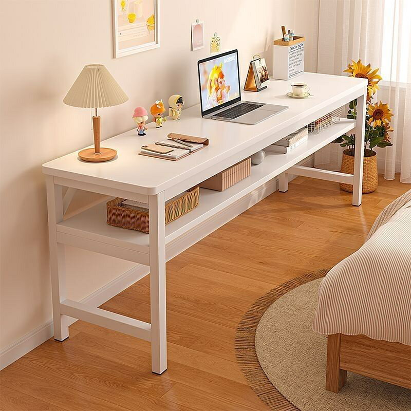 【新品上架】長條桌 雙人 書桌 家用 鋼木桌子 工作臺 辦公電腦桌 靠牆 學習桌子 長方形