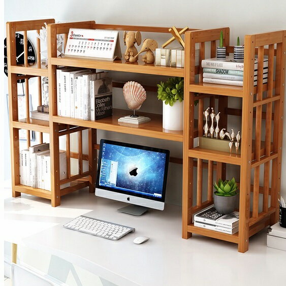 桌上書架 置物架 學生書桌收納 簡易辦公室實木創意省空間簡約多功能桌面書櫃
