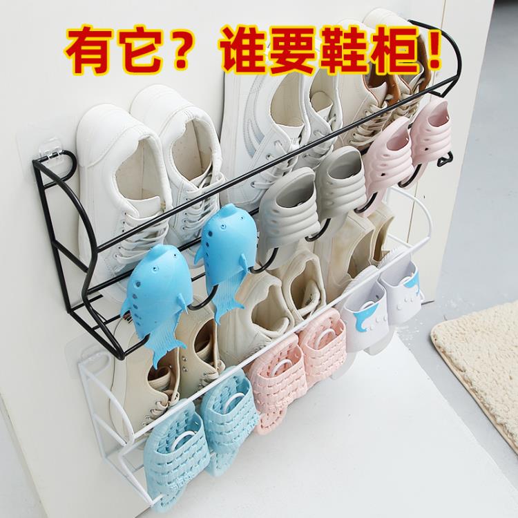 簡易門口鞋架室內好看經濟型省空間門後壁掛式浴室拖鞋架收納神器
