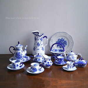 【收藏級】出口歐洲手繪中國青花系列籃彩陶瓷下午茶套裝餐具盤壺