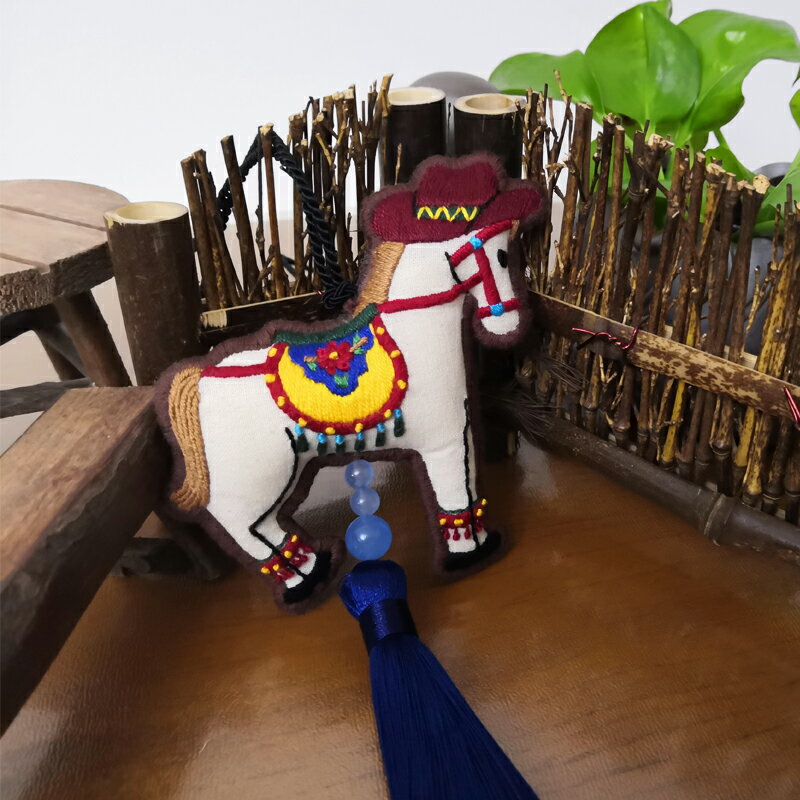 生肖男馬 荷包平安福刺繡手工diy材料包自繡護身符香囊禮物車掛件