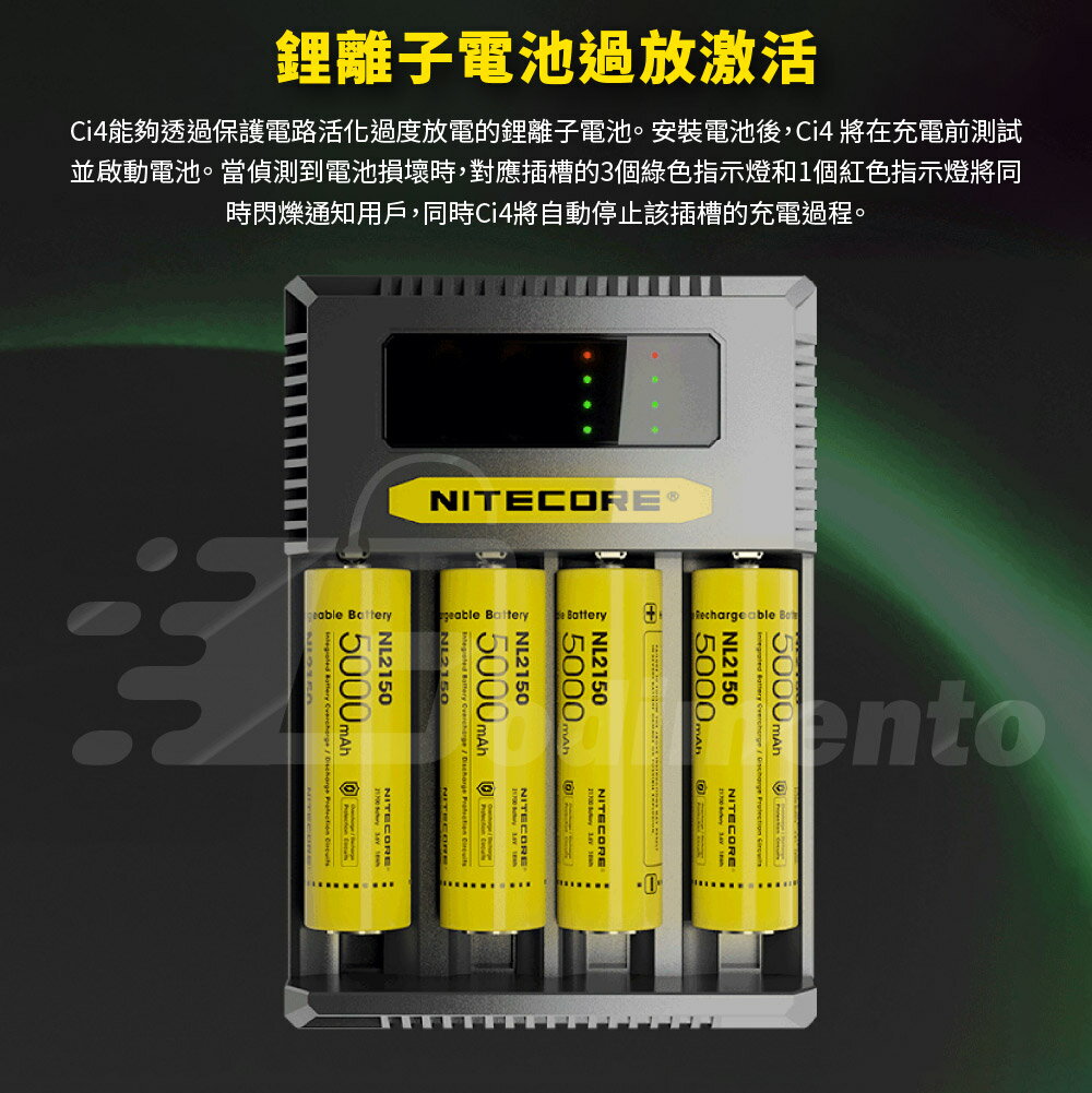 NITECORE Ci2 Ci4 USB-C QC快充智能充電器 相容多款鋰離子電池 支援QC/PD輸入 充電電池【APP下單最高22%點數回饋】