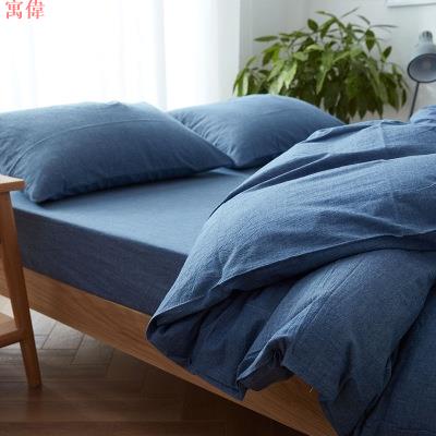 全棉色織 水洗棉 四件套 床上用品 日式 無印 純棉 床笠床單 2