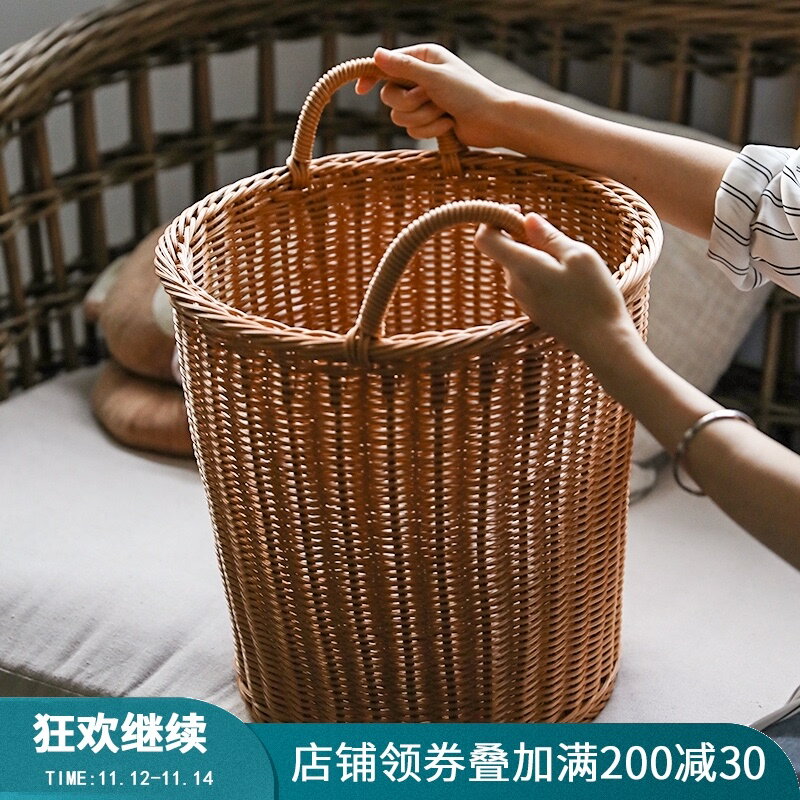 臟衣桶圓形洗衣籃 家用衣物玩具儲物籃 酒店浴巾收納筐紡織INS風