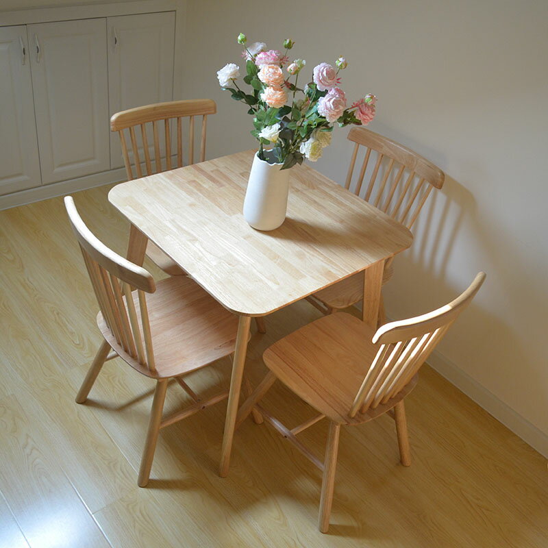 實木餐桌椅子現代簡約北歐方桌辦公室原木小戶型家用飯桌陽臺休閑 交換禮物