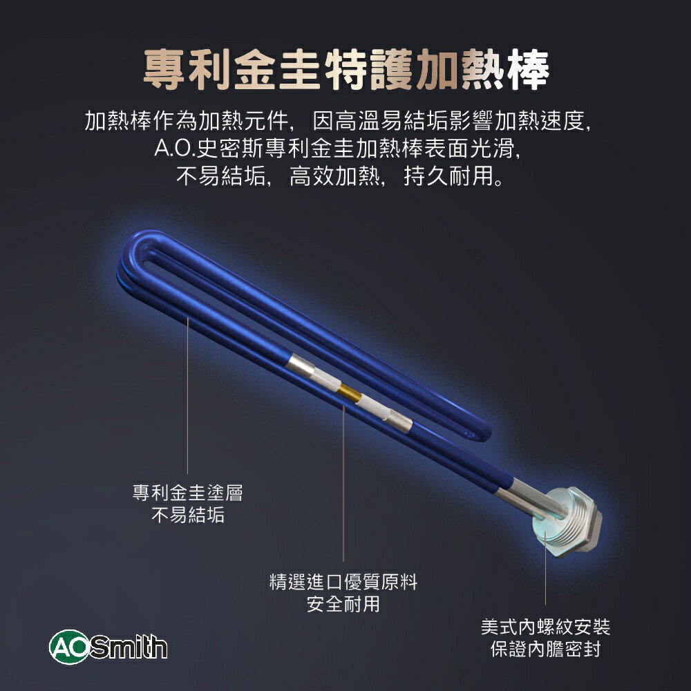 【AOSmith】AO史密斯 金圭特護 壁掛型電子式電熱水器 CEWHR-50/80/100PE 2