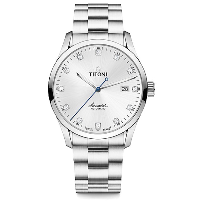 TITONI 瑞士 梅花錶空中霸王系列 83743S-581 璀璨寶石機械腕錶/銀 39mm｜樂天全館特惠中★指定刷卡回饋10%