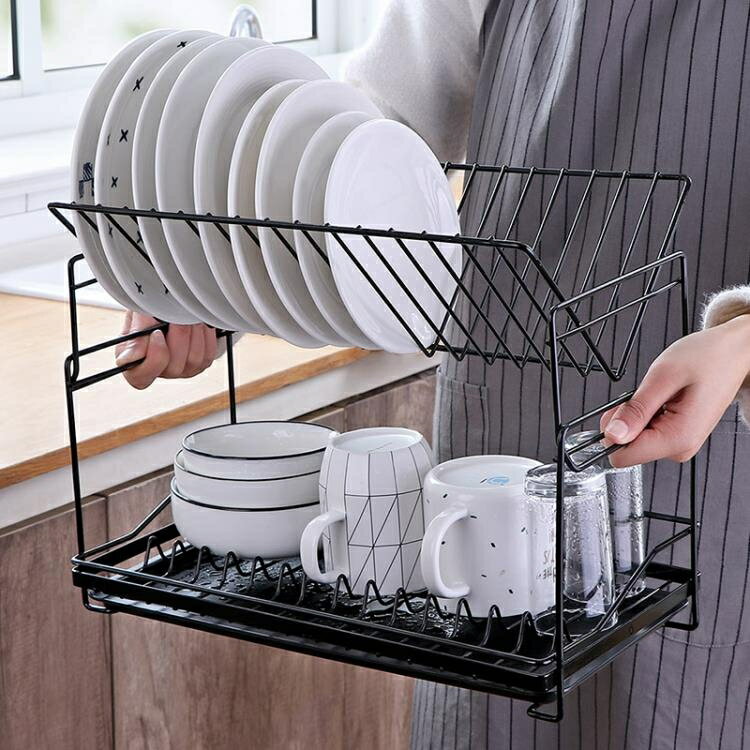 收納瀝水架雙層置物架廚房碗碟臺面晾放碗筷餐具【雲木雜貨】