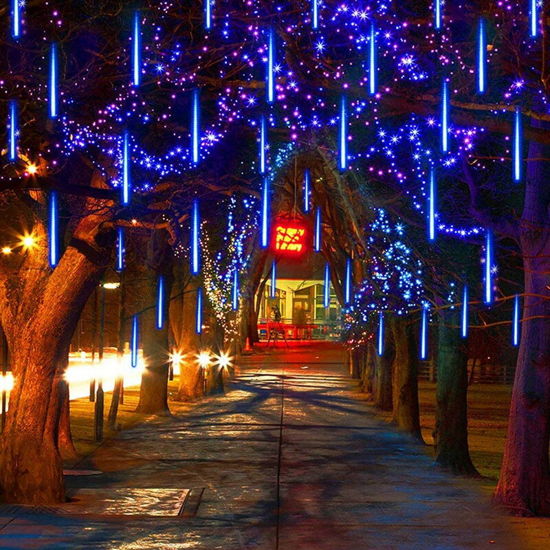 流星雨led燈 太陽能戶外插電遙控掛樹燈條防水客廳庭院浪漫裝飾燈
