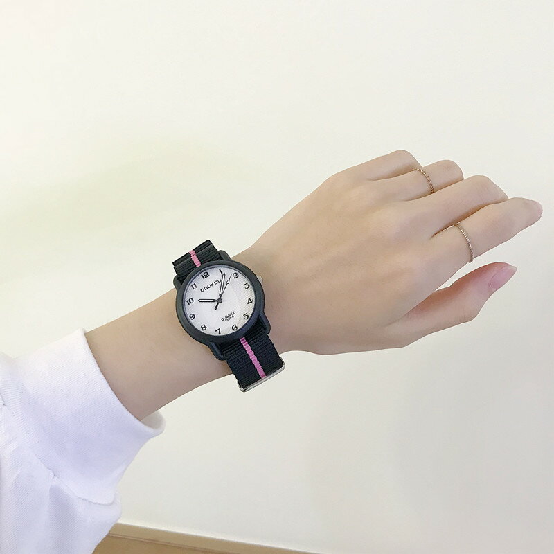 ins風手錶女學生女孩高中生學院風初中生韓版簡約潮英倫尼龍帆布