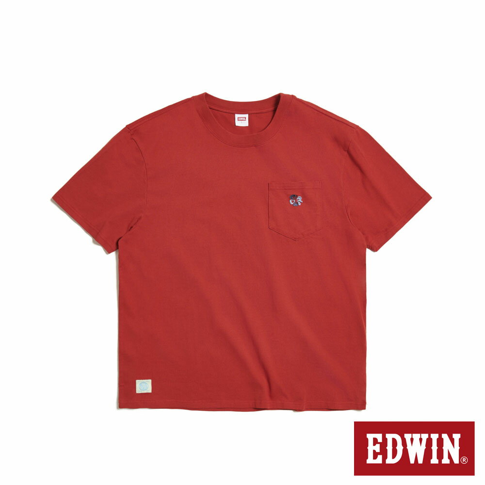 EDWIN 男款 BLUE TRIP 寬版口袋短袖T恤 (深桔色)