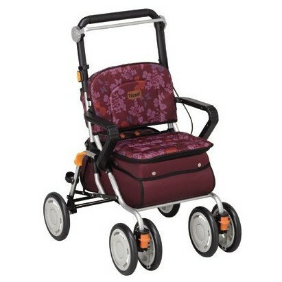 日本幸和TacaoF標準重量型步行車KST10(印花酒紅)帶輪型助步車/步行輔助車/散步車/助行椅