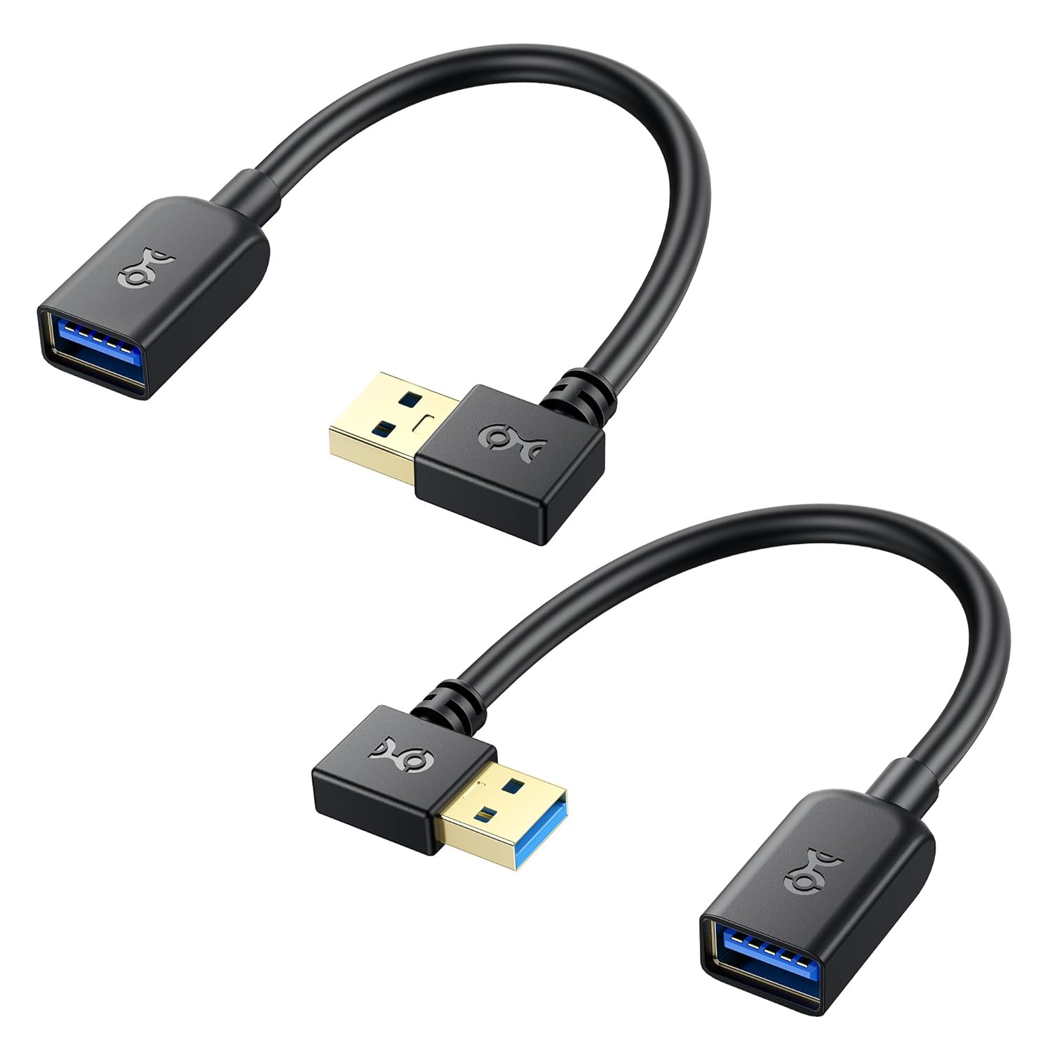 [6美國直購] Cable Matters 200038 USB 下彎上彎 16cm 轉接線 2入 L型彎頭 90 & 270 Degree Right Angle 延長線