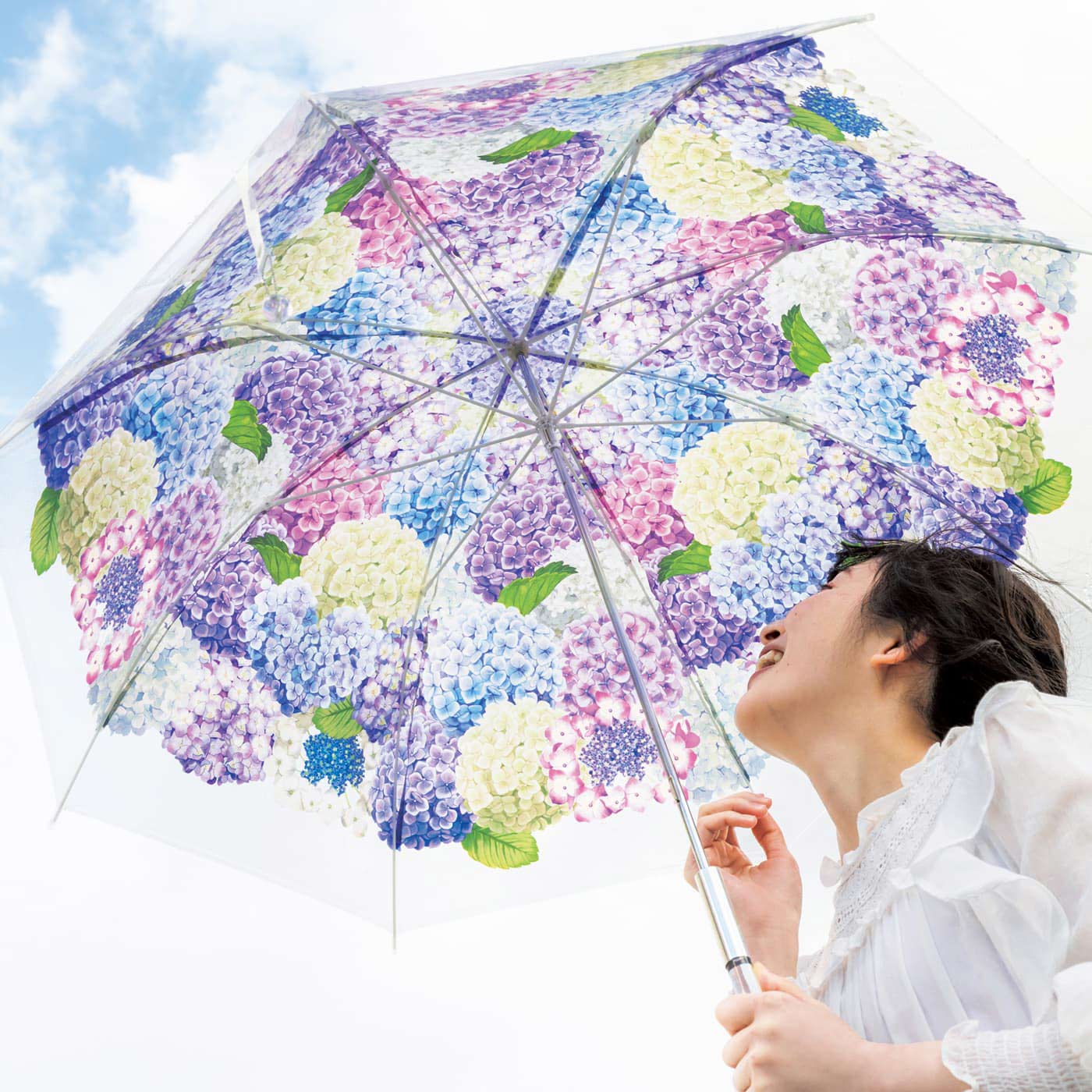 2023年春夏新款~FELISSIMO紫陽花透明長傘~日本進口彩繪透明長雨傘 7