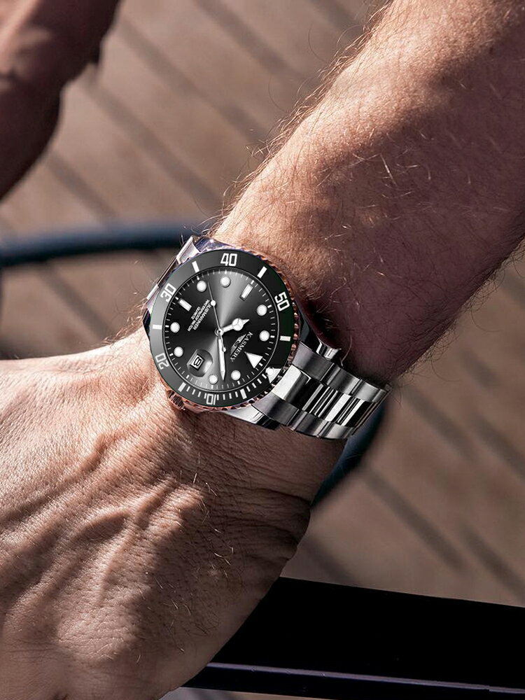 2024新款黑水鬼男士手表全自動機械表防水運動十大名牌鋼帶男表潮-樂購