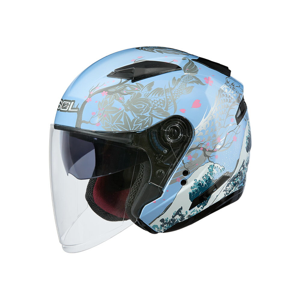 【SOL Helmets】SO-7E開放式安全帽 (浮世繪_藍/銀) ｜ SOL安全帽官方商城