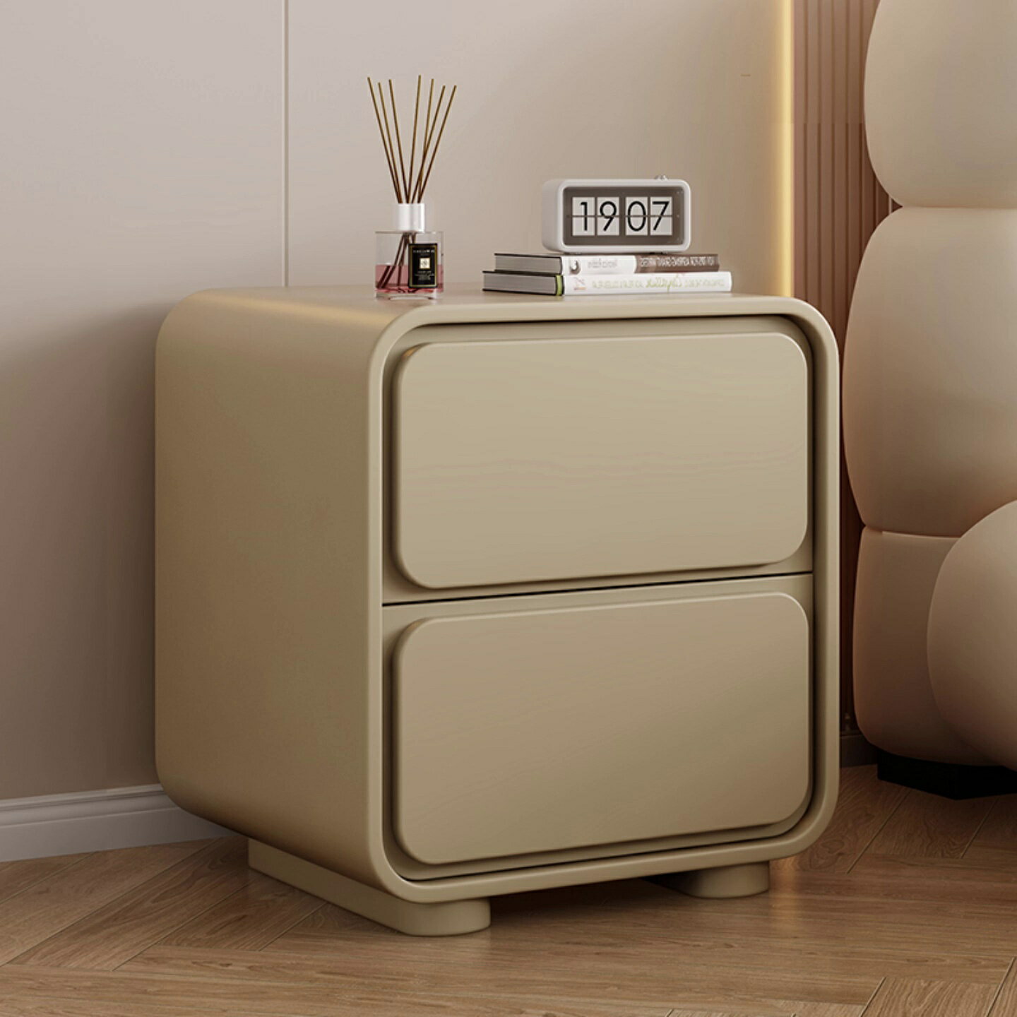 床頭櫃皮質簡約現代小型臥室實木床邊櫃極簡易免安裝收納櫃臥室寢具【木屋雜貨】