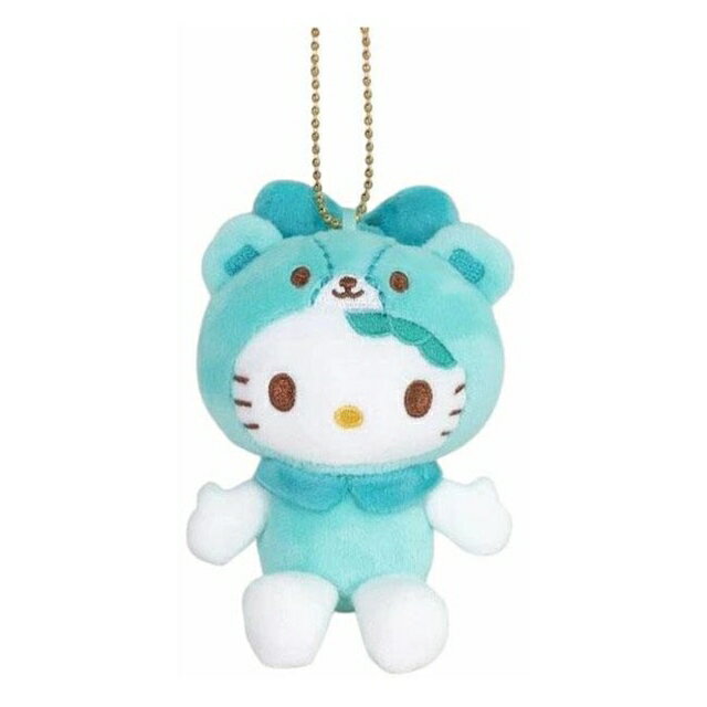【震撼精品百貨】Hello Kitty 凱蒂貓~日本三麗鷗sanrio KITTY絨毛玩偶吊飾-淺藍綠熊裝變裝50週年*19902