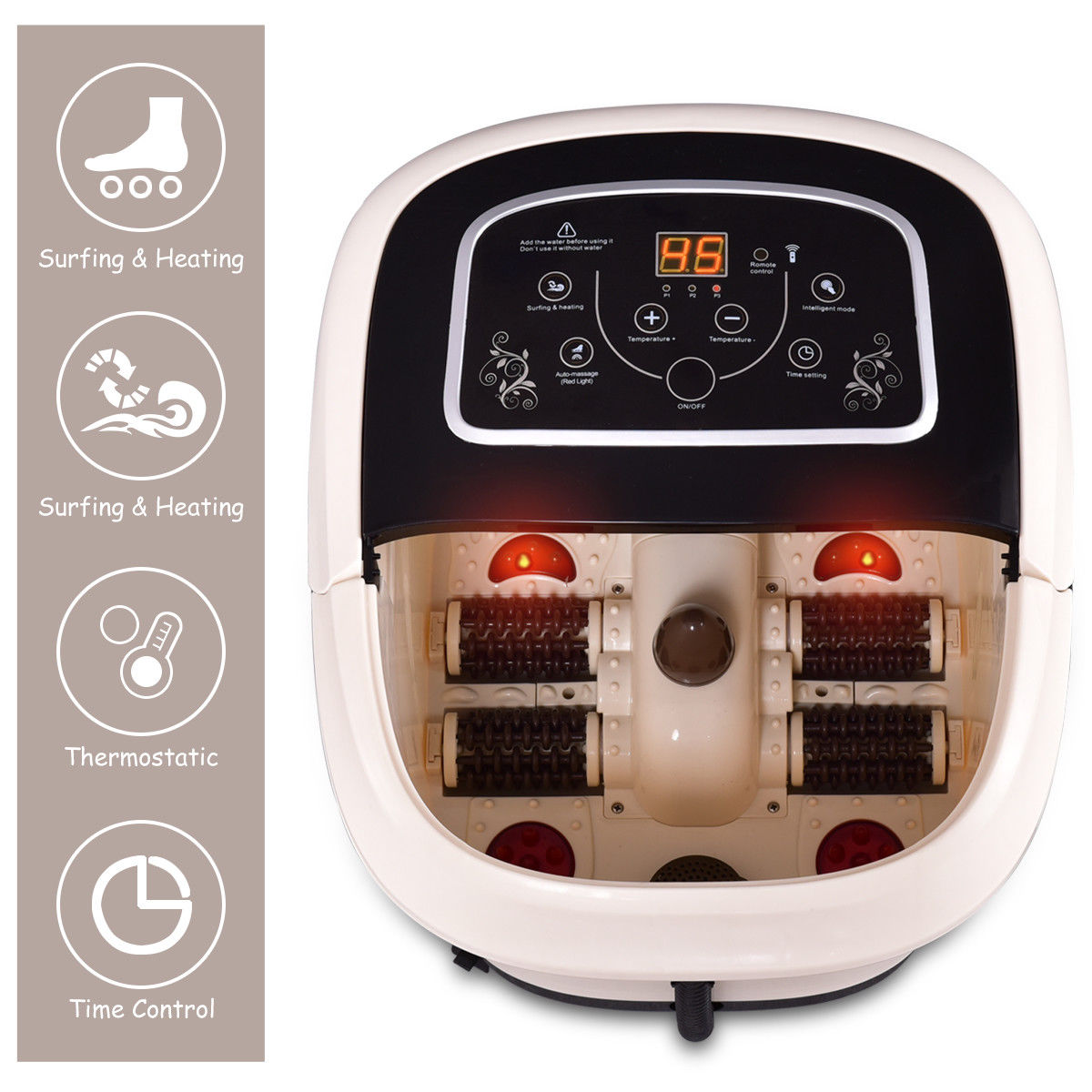 Costway Costway All In One Foot Spa Bath Massager Temtime Set Heat Bubble Vibration W4 Roller