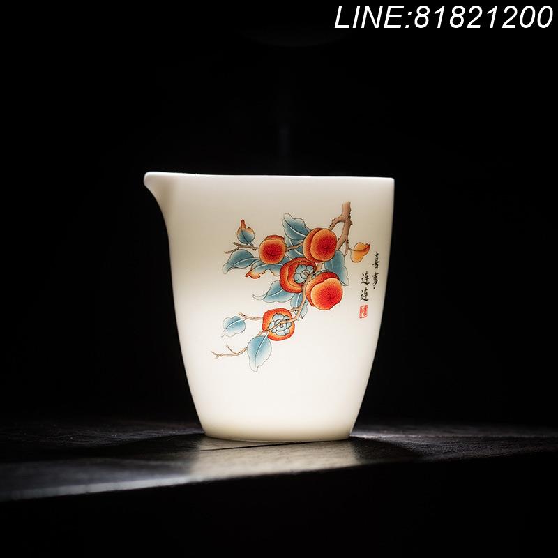 羊脂玉茶具 白瓷茶具 免運/開票 公司貨 公道杯羊脂玉茶海白瓷手繪創意家用功夫茶具配件六君子高檔分茶器 快速出貨