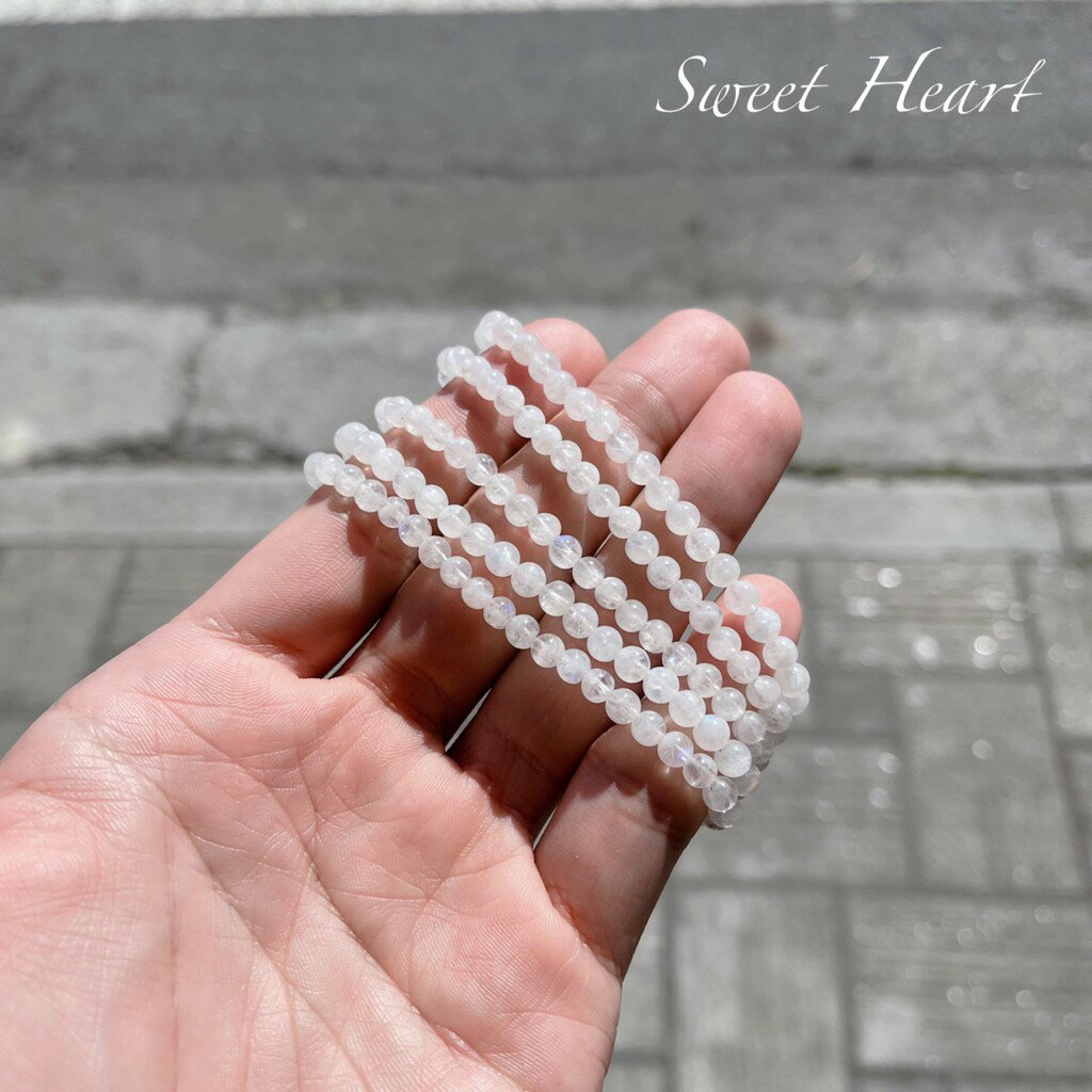 Sweet Heart 田芯開運精選 💯精選 白月光 貔貅手鍊 咬錢貔貅 水晶手鍊 手珠 月光石4mm 手圍18.5cm 1