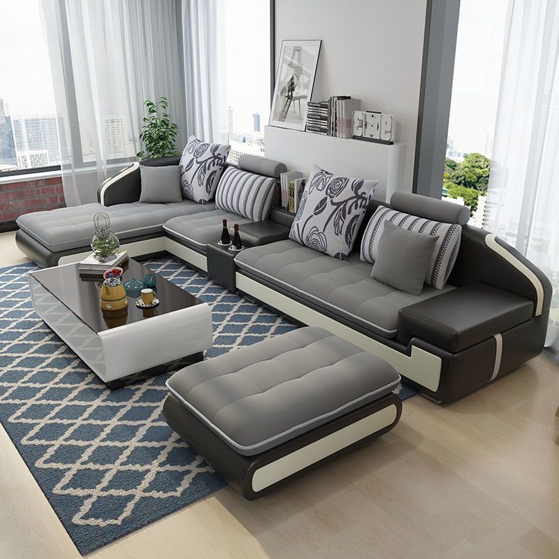 皮布藝沙發組合可拆洗北歐現代簡約客廳貴妃組合家具套裝支持定制