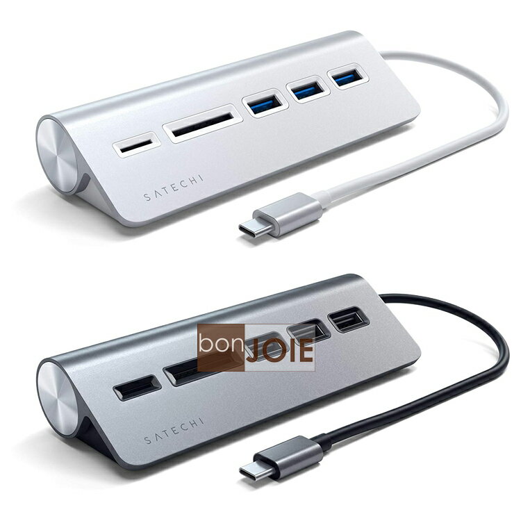 ::bonJOIE:: 美國進口 Satechi Type-C Aluminum USB 3.0 Hub & Card Reader 鋁合金材質 集線器 (含 SD / Micro SD 讀卡器)(盒裝) 讀卡