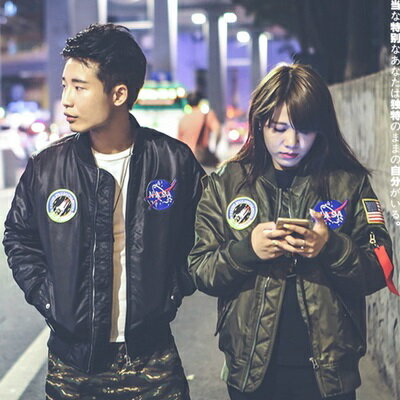 現貨+預購 空軍夾克 MA1外套(單件) -徽章加厚短款棒球服男女外套2色72av17【獨家進口】【米蘭精品】 0