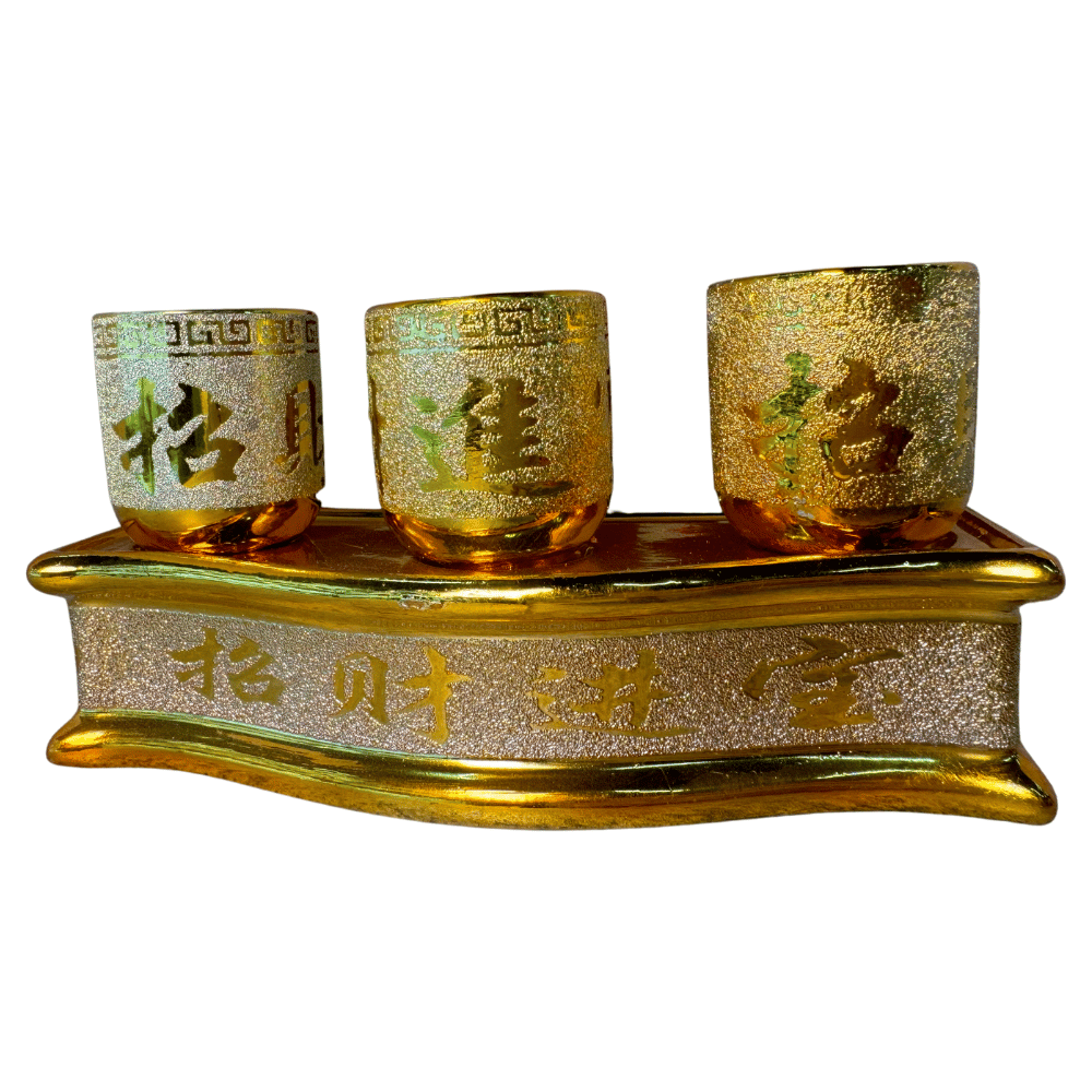 永羣沉香 供杯 砂金杯 金雞 三杯組 招財進寶 簡體字