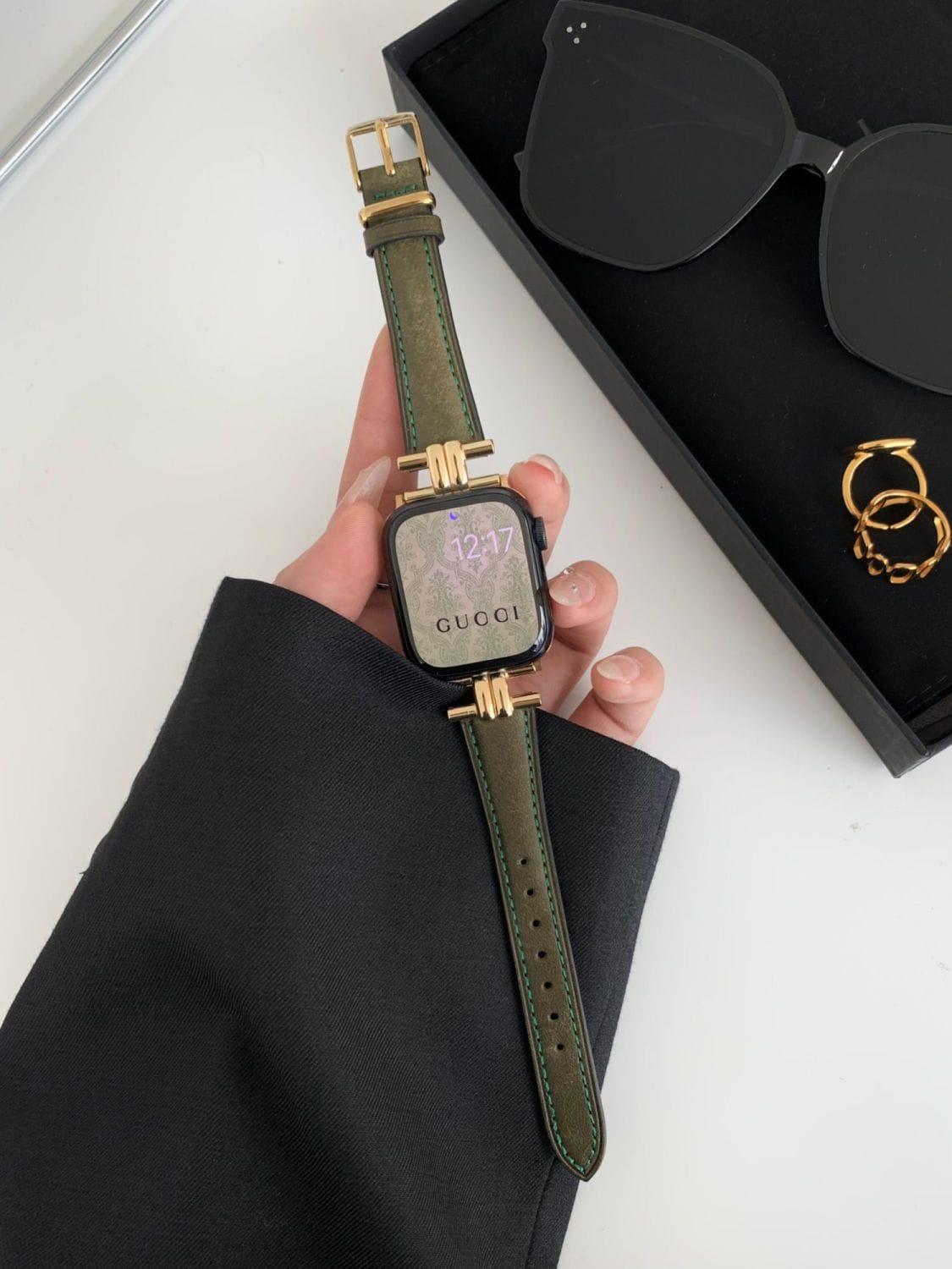 復古真皮H字設計 APPLE watch真皮錶帶