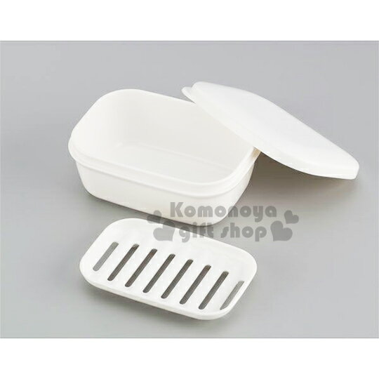 小禮堂 inomata 日製攜帶式肥皂盒《白.長方型》旅行用 2