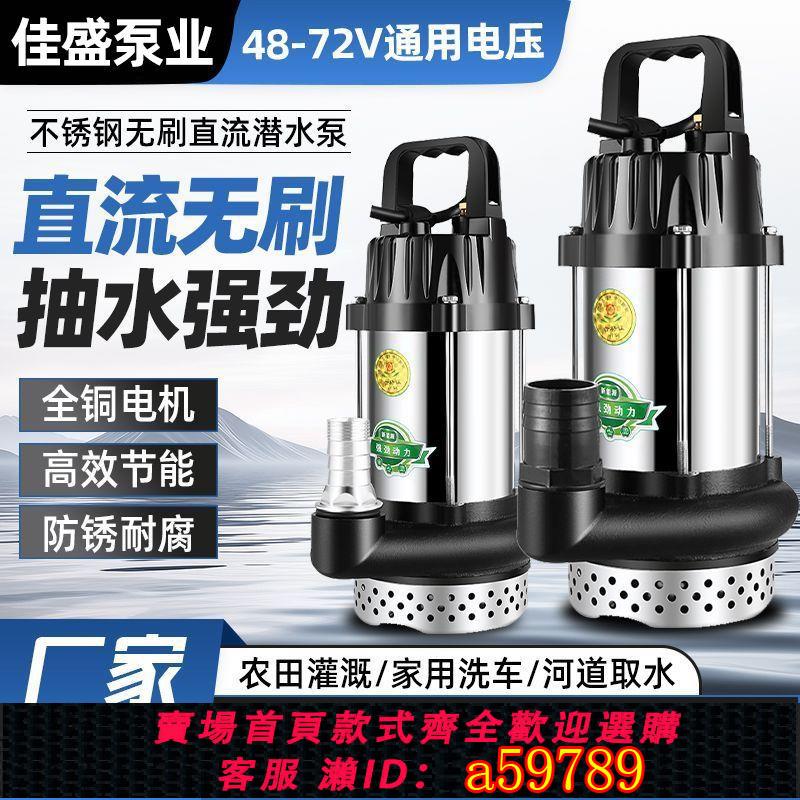 【臺灣公司 可打統編】【大流量】不銹鋼無刷直流潛水泵48V60V72V通用灌溉抽水機電瓶電動車抽水泵