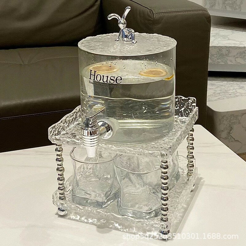 ins冷水壺帶龍頭果汁飲料桶大容量玻璃耐熱家用客廳涼水杯套裝