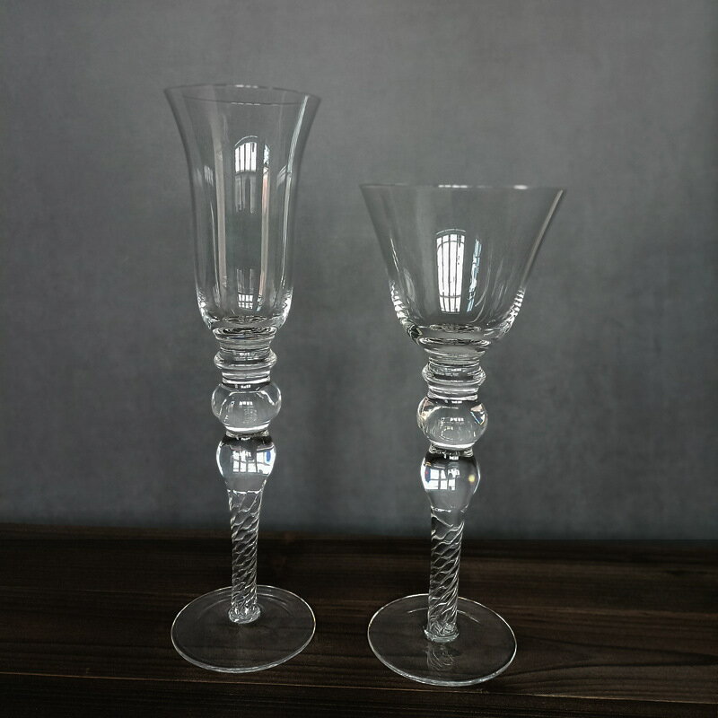 【喜挖】中古杯水晶玻璃紅酒杯香檳杯高腳杯復古風燈燭臺創意家用擺件