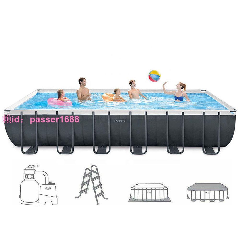 美國INTEX 26364支架水池大型免充氣管架水上樂園裝置戶外游泳池