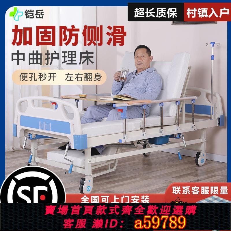【臺灣公司 可打統編】【5778人收藏】醫用病床家用多功能醫院床手搖癱瘓病人升降床翻身便孔康復護理床