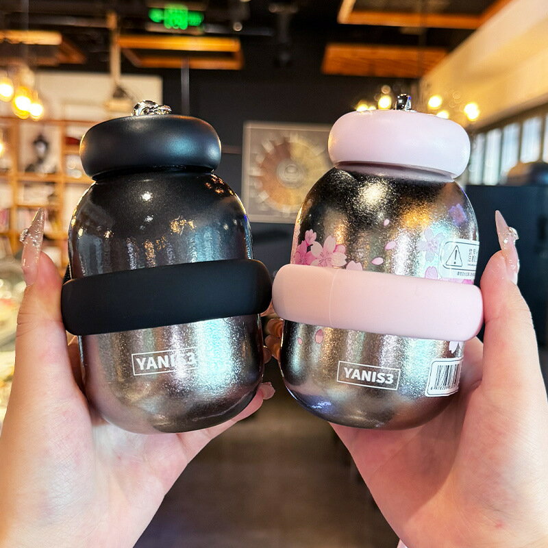 純鈦保溫杯女生2025新款高顏值可攜式迷你小巧口袋杯輕奢生日禮物