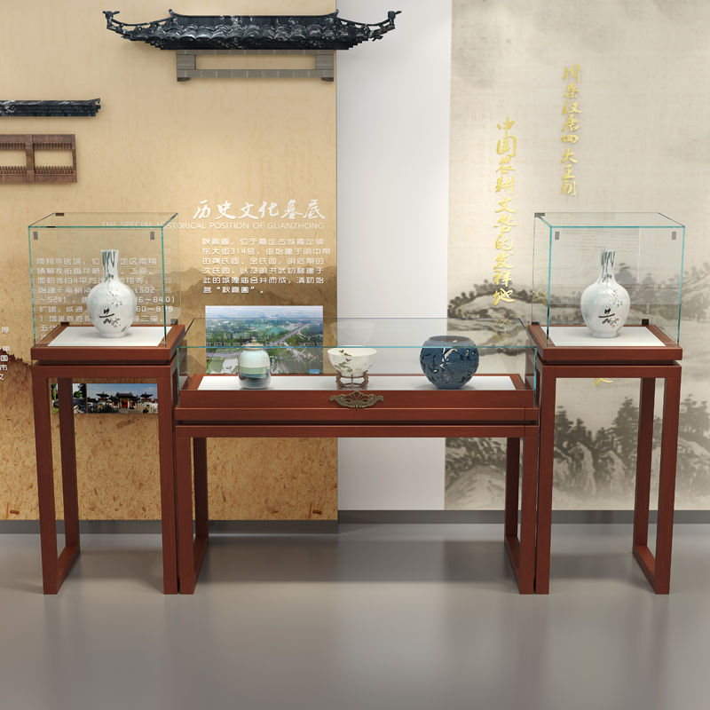 免運 可開票 辦公傢俱 實木珠寶展示櫃玻璃透明復古中式烤漆展櫃臺仿古玉器首飾展示架