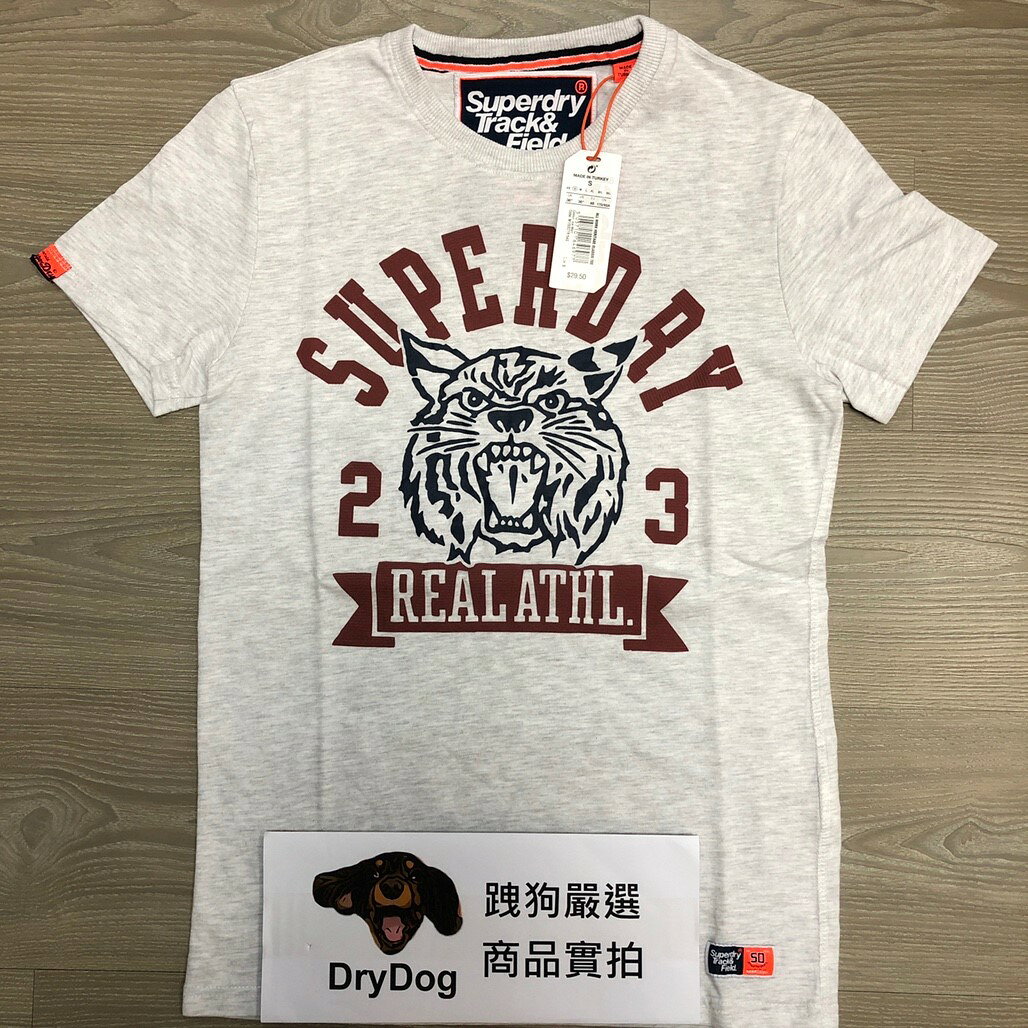 跩狗嚴選 男款 極度乾燥 Superdry 野生貓 復古風格 上衣 短袖 T恤 純棉 冰灰
