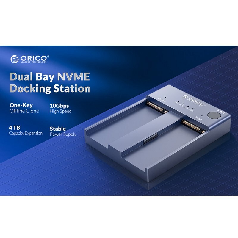 [2美國直購] ORICO 兩用USB 3.1 GEN2 轉 NVMe 硬碟擴充套件塢 離線克隆 相容Windows、macOS、Linux