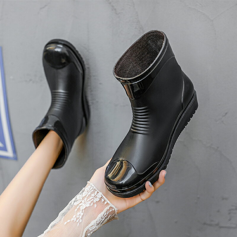 時尚雨鞋女外穿中筒雨靴成人防水鞋短筒加絨套鞋韓國水靴防滑膠鞋