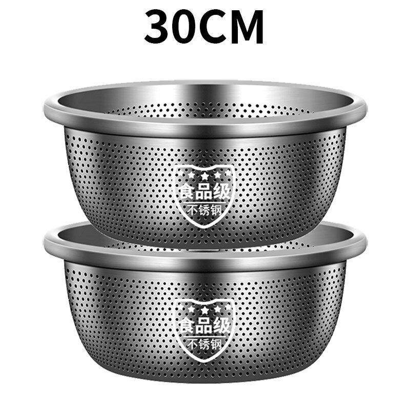 【喜挖】食品級不銹鋼瀝水籃加厚洗菜淘米篩水籃瀝水淘米漏盆 0