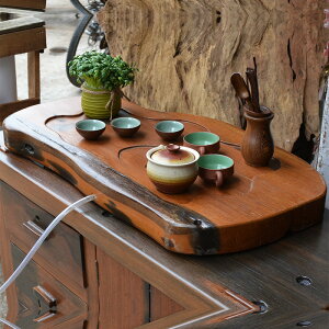 茶盤 老船木定 整木實木家用古典茶盤排水式無拼接辦公功夫茶具