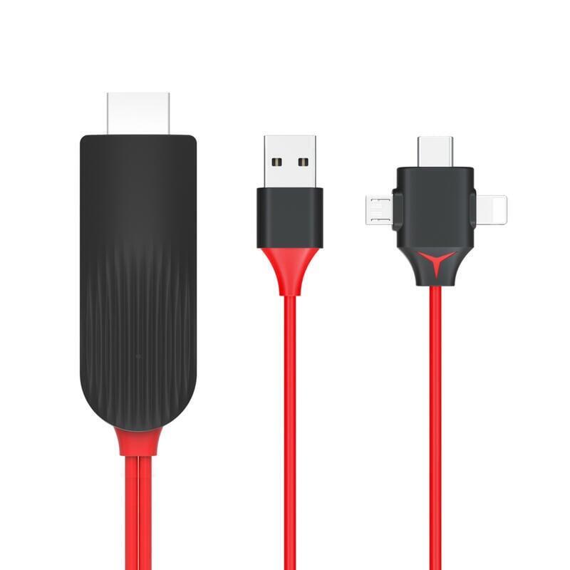 三合一USB轉HDMI影片螢幕轉接線L7-8 pro 電視線 蘋果安卓Type-C Micro-B手機轉電視 同屏器