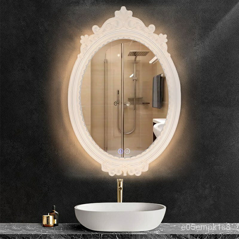 免運 家具 現貨秒髮LED智能鏡法式ins化妝鏡鏡子觸摸除霧浴室鏡無極調光圓鏡 可開發票