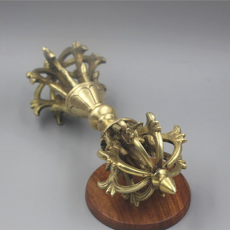 銅製 三面密教法器 置物 馬頭金剛杵 降魔明王 装飾品 工芸品 美術