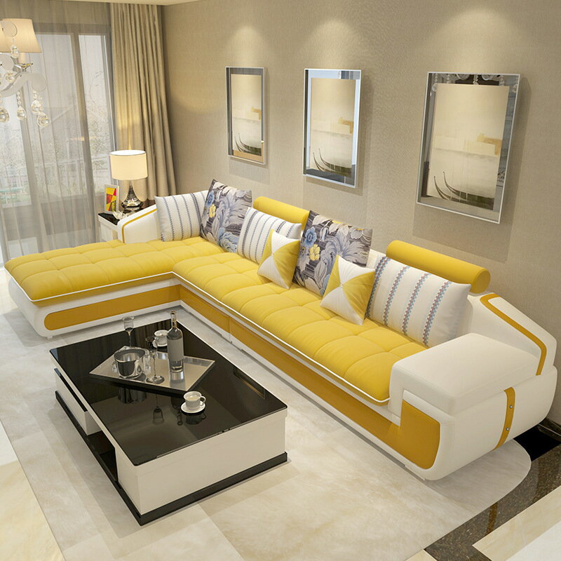 沙發北歐大小戶型客廳科技布沙發簡約現代皮布可定做乳膠沙發組合