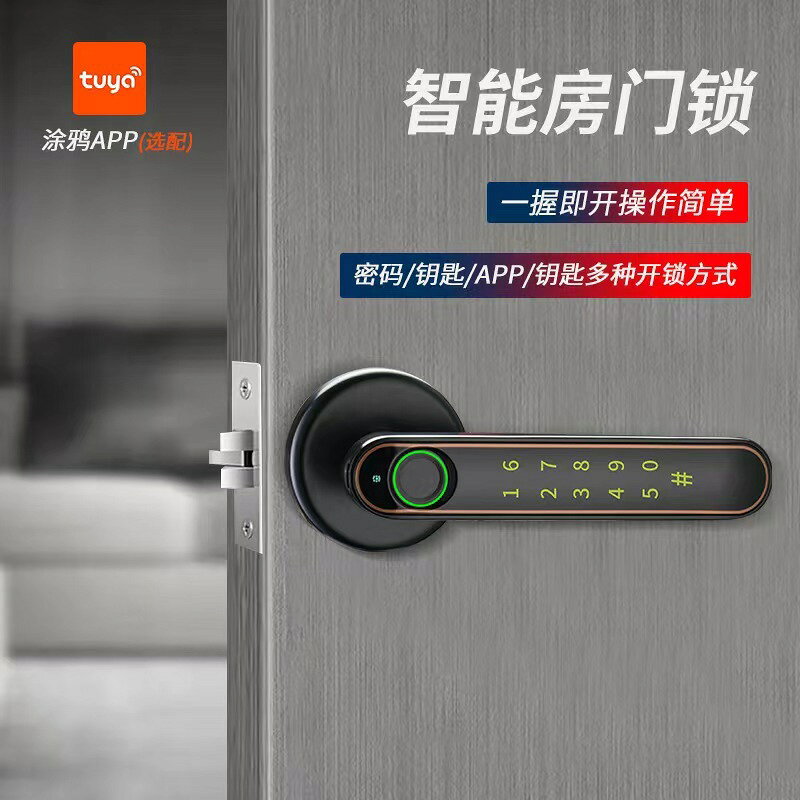 辦公室指紋鎖公寓家用室內木門刷卡執手球形鎖鎖電子智能密碼鎖